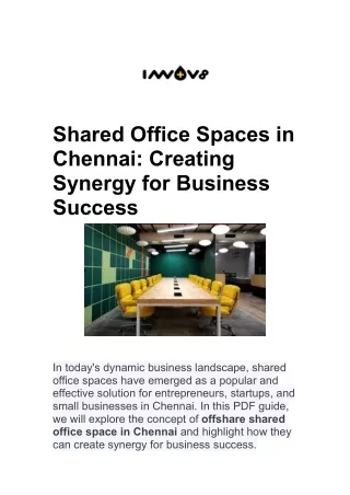Unlocking Business Success: The Power of Shared Office Space in Chennai