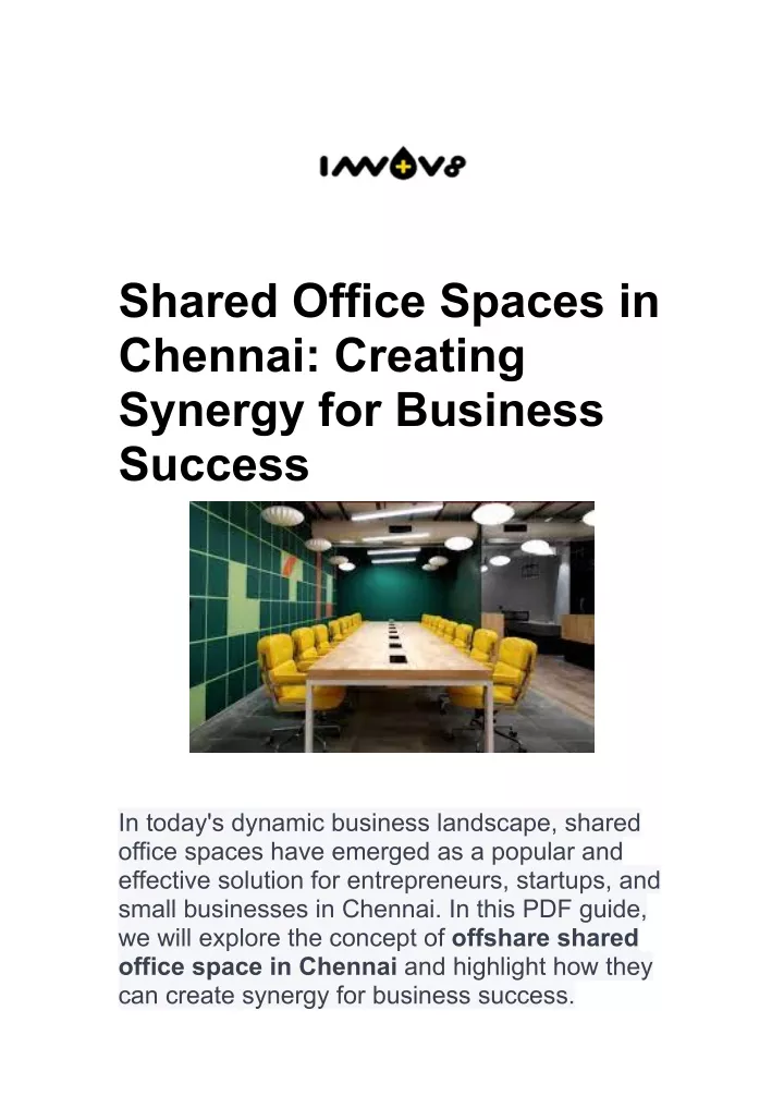 shared office spaces in chennai creating synergy