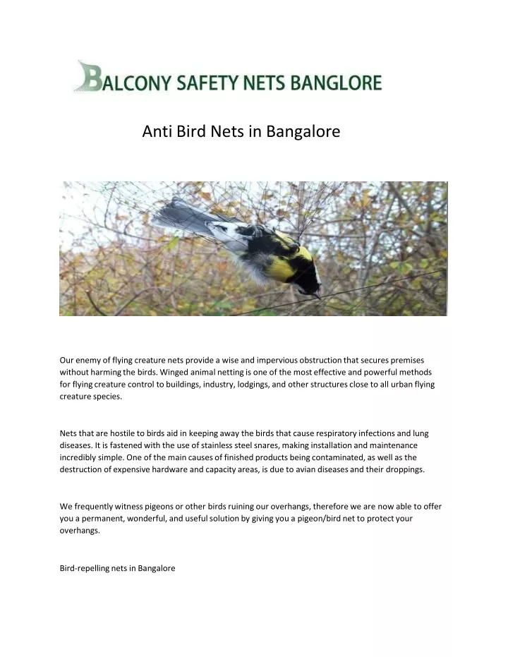 anti bird nets in bangalore