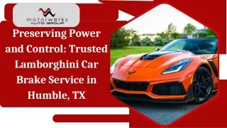 Preserving Power and Control Trusted Lamborghini Car Brake Service in Humble, TX