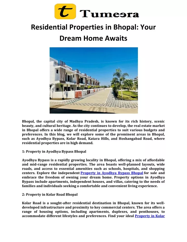 residential properties in bhopal your dream home