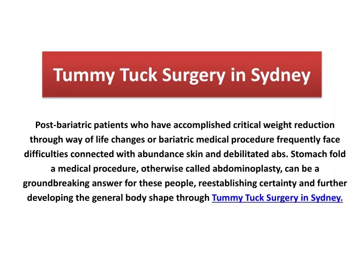 tummy tuck surgery in sydney