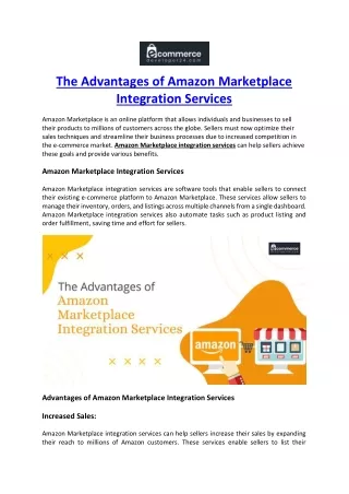 The Advantages of Amazon Marketplace Integration Services