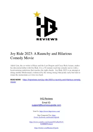 Joy Ride 2023: A Raunchy and Hilarious Comedy Movie