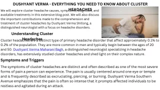 DUSHYANT VERMA - EVERYTHING YOU NEED TO KNOW ABOUT CLUSTER HEADACHES