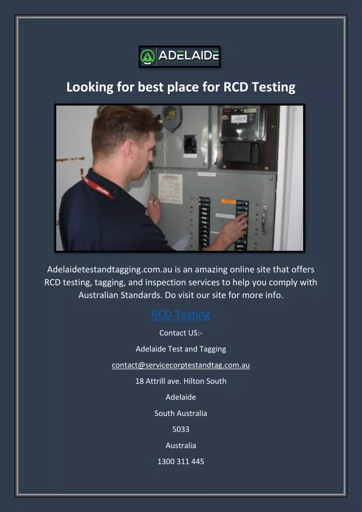 looking for best place for rcd testing