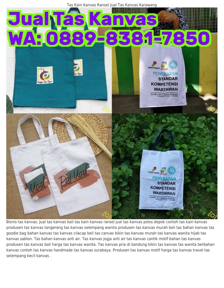 tas kain kanvas ransel jual tas kanvas karawang