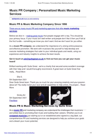 Music PR Company and Agency