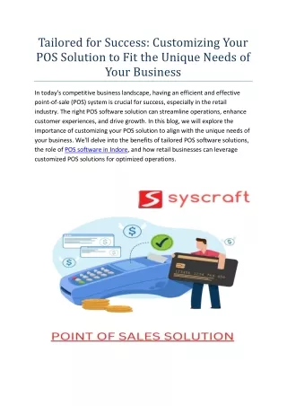 POS Software Solutions in Indore: How to Choose the Right Solution for Your Busi