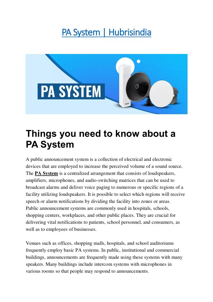 pa system hubrisindia pa system hubrisindia