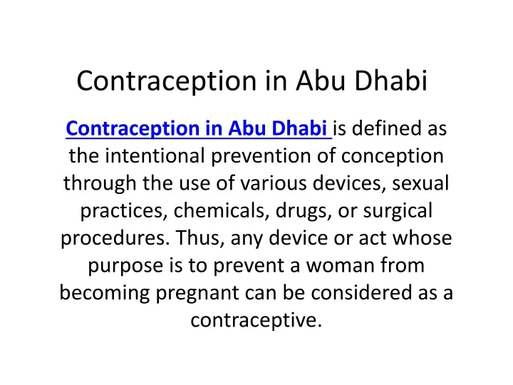 contraception in abu dhabi