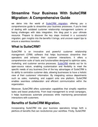 SuiteCRM migration