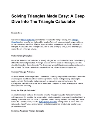 Title_ Solving Triangles Made Easy_ A Deep Dive into the Triangle Calculator