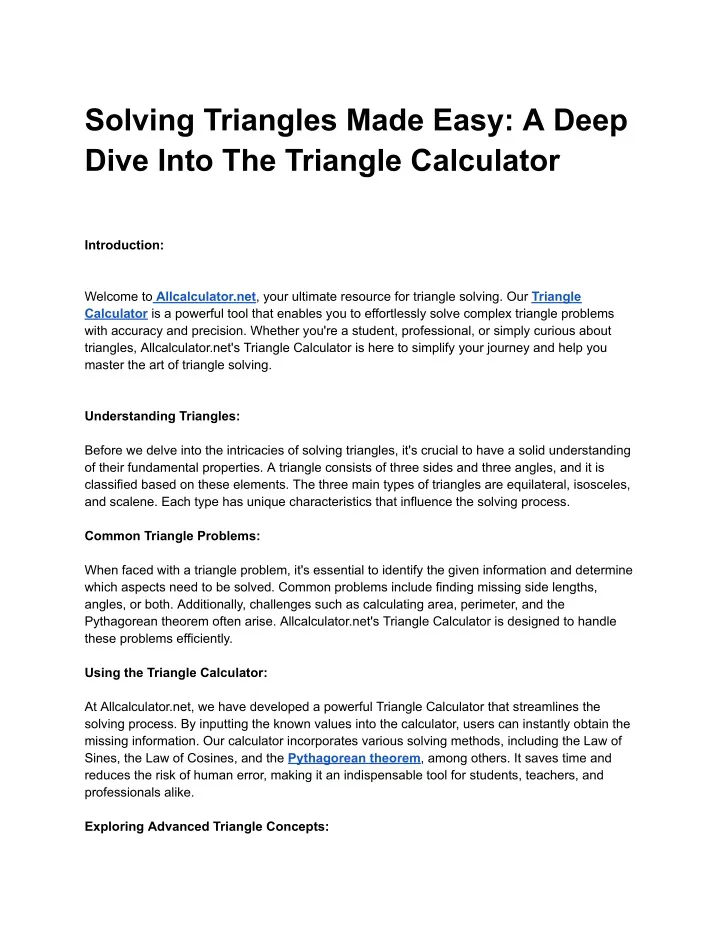 solving triangles made easy a deep dive into