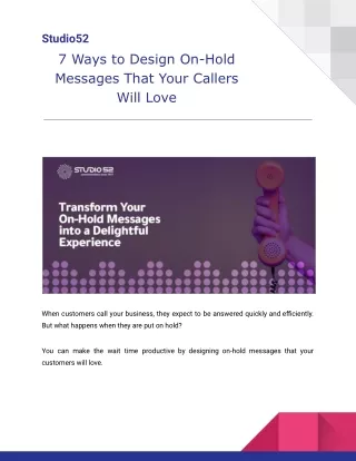7 Ways to Design On-Hold Messages That Your Callers Will Love