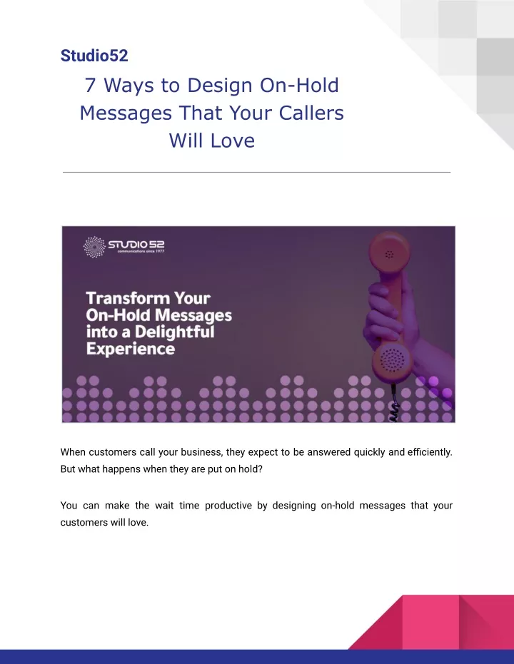 studio52 7 ways to design on hold messages that