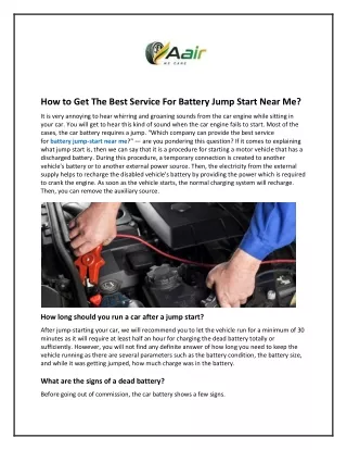 How To Get The Best Service For Battery Jump Start Near Me?