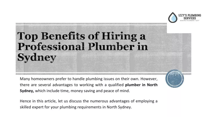 top benefits of hiring a professional plumber in sydney