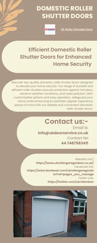 Enhance Home Security with Domestic Roller Shutter Doors