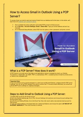 How to Access Gmail in Outlook Using a POP Server