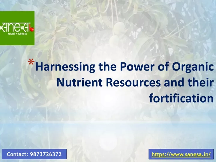 harnessing the power of organic nutrient