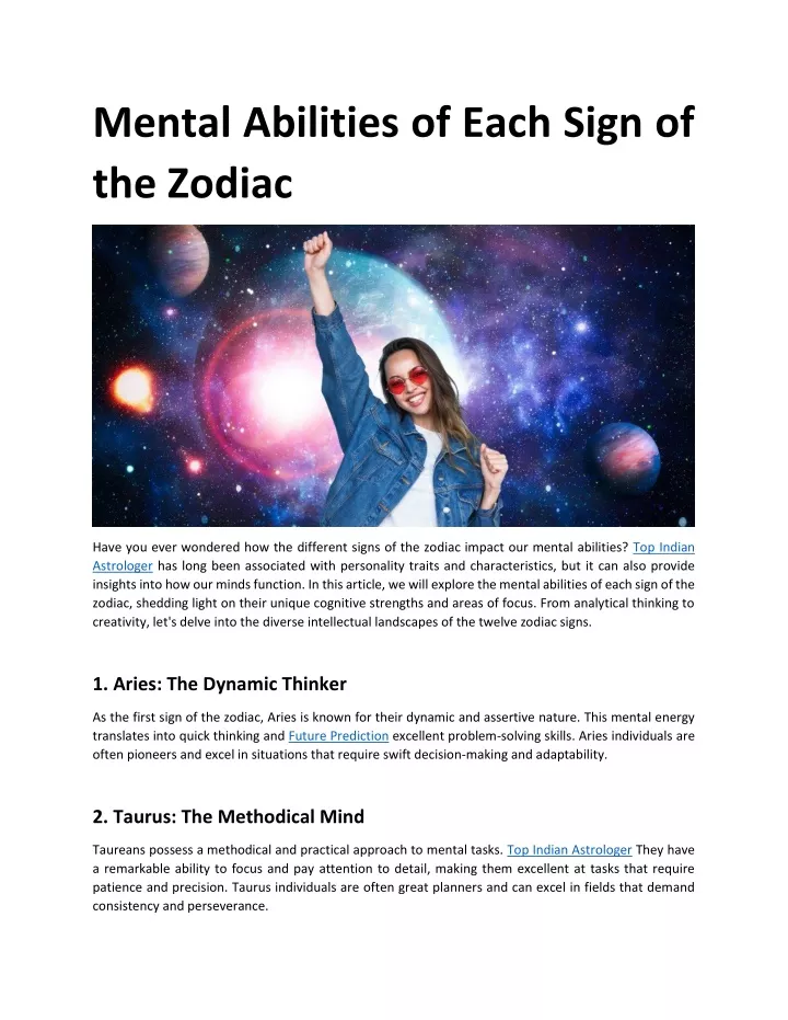 mental abilities of each sign of the zodiac
