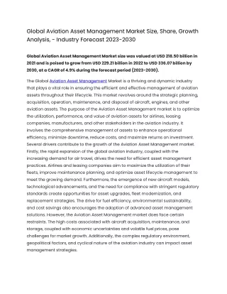 global aviation asset management market size