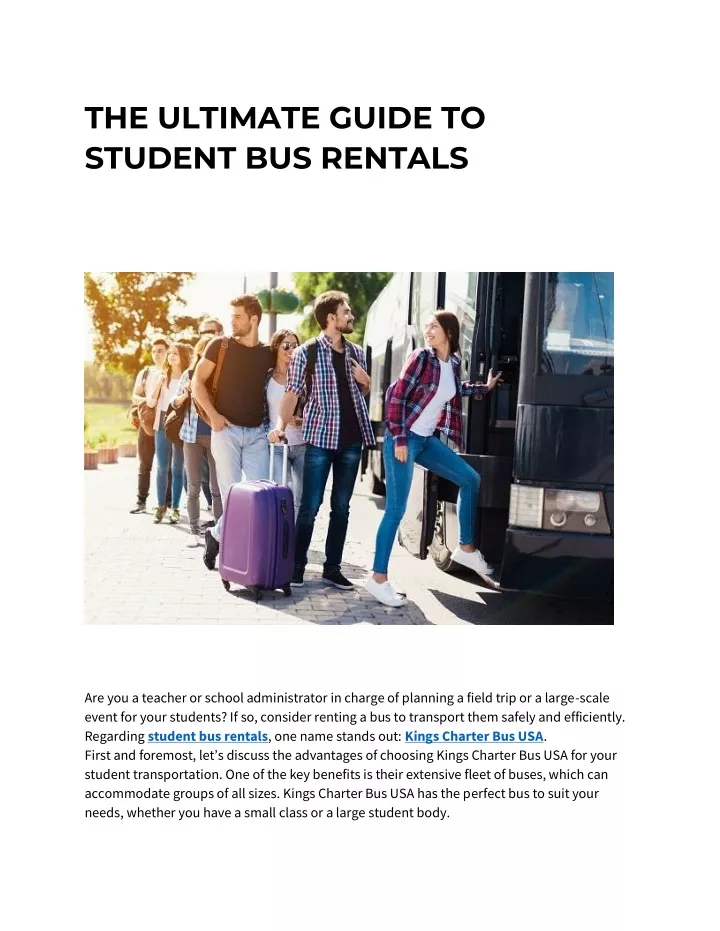 the ultimate guide to student bus rentals