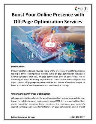 Boost Your Online Presence with Off-Page Optimization Services