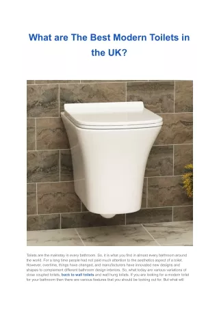 What are The Best Modern Toilets in the UK
