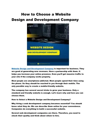 how to choose a website design and development