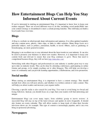 how entertainment blogs can help you stay