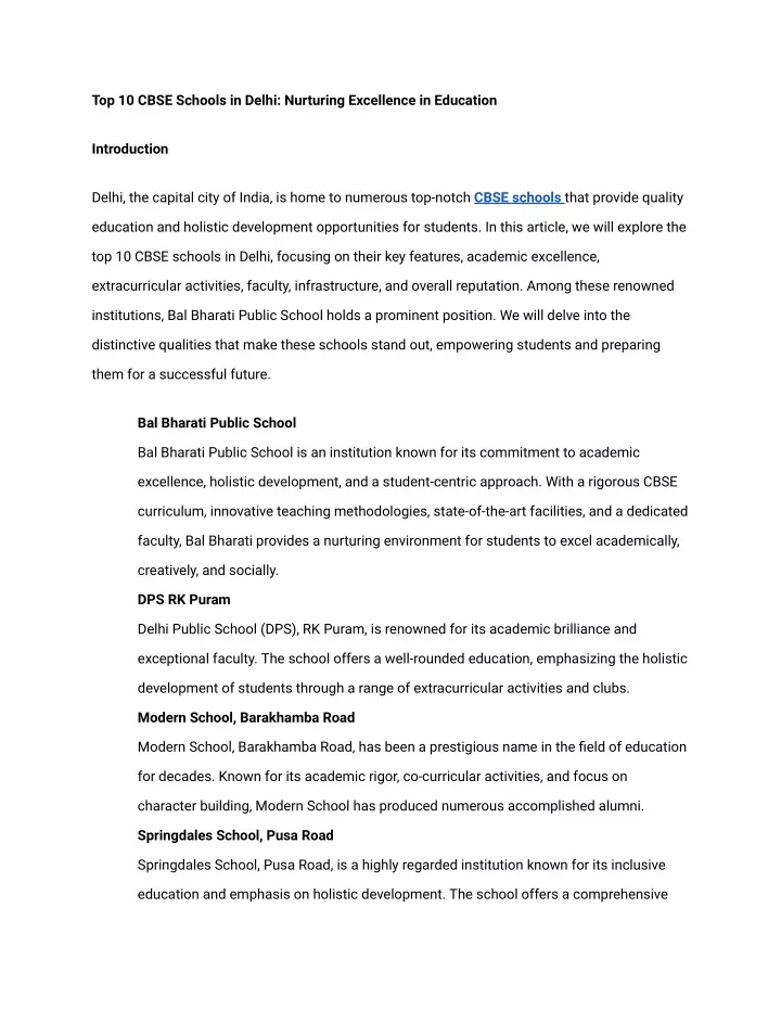 top 10 cbse schools in delhi nurturing excellence