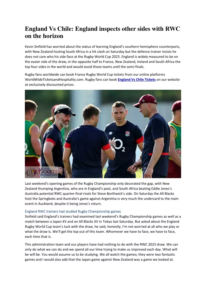 PPT - England Vs Chile: England inspects other sides with RWC on the ...