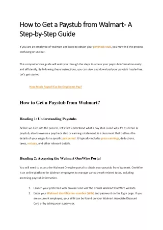 How to Get a Paystub from Walmart - A Step-by-Step Guide
