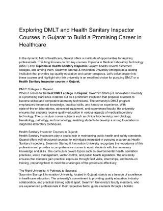 exploring dmlt and health sanitary inspector