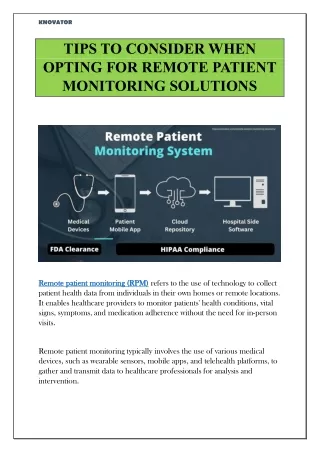 TIPS TO CONSIDER WHEN OPTING FOR REMOTE PATIENT MONITORING SOLUTIONS