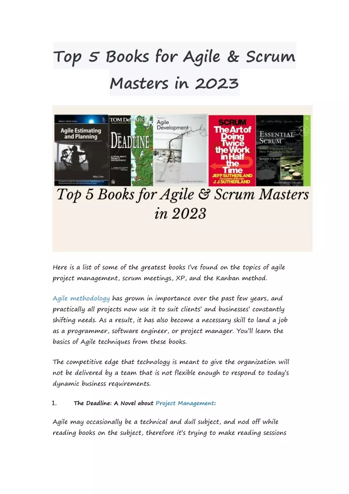 top 5 books for agile scrum masters in 2023