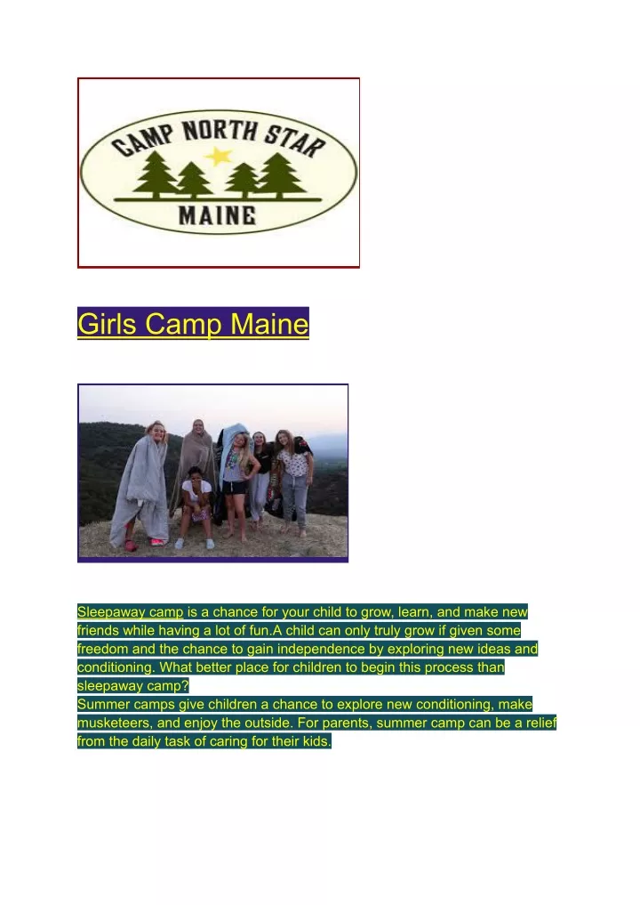 PPT - Girls Camp Maine PowerPoint Presentation, free download - ID:12317077