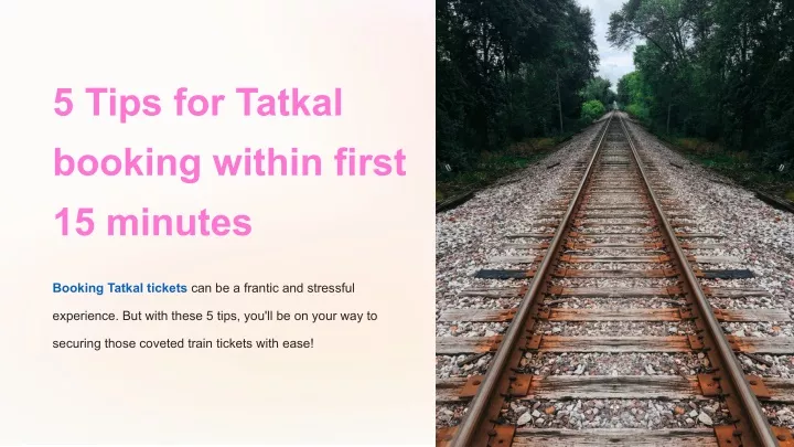 5 tips for tatkal booking within first 15 minutes