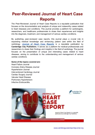 Peer-Reviewed Journal of Heart Case Reports