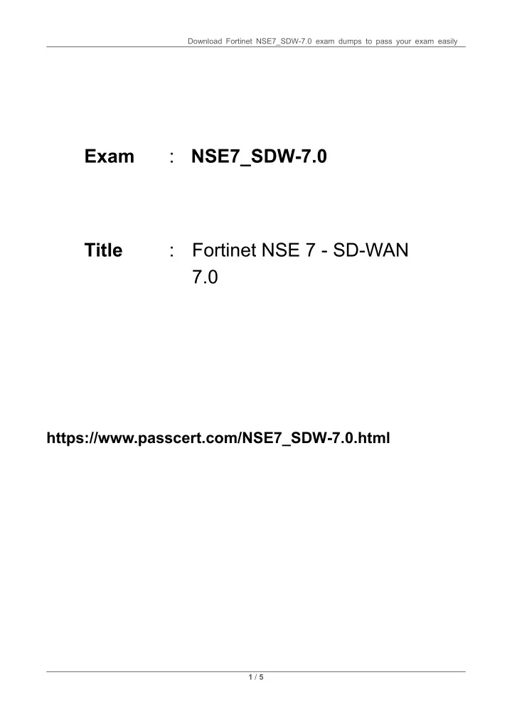 download fortinet nse7 sdw 7 0 exam dumps to pass