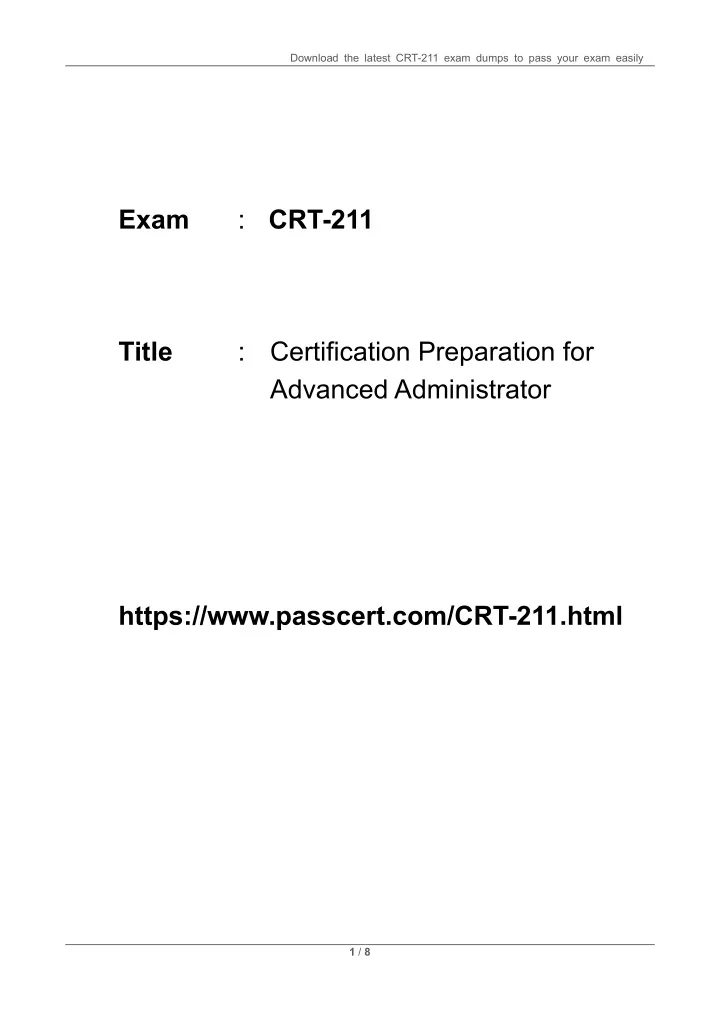 download the latest crt 211 exam dumps to pass