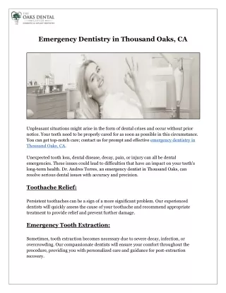 Emergency Dentistry in Thousand Oaks, CA