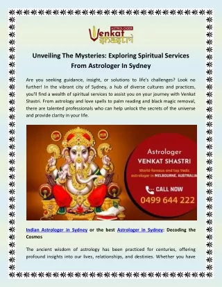 Unveiling The Mysteries: Exploring Spiritual Services From Astrologer In Sydney