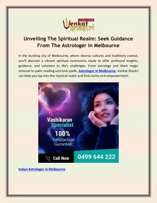 Unveiling The Spiritual Realm: Seek Guidance From The Astrologer In Melbourne