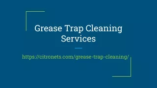 Grease Trap Cleaning Services