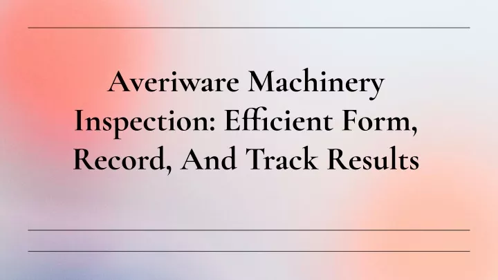averiware machinery inspection efficient form