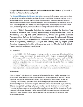 geospatial solutions services market is estimated