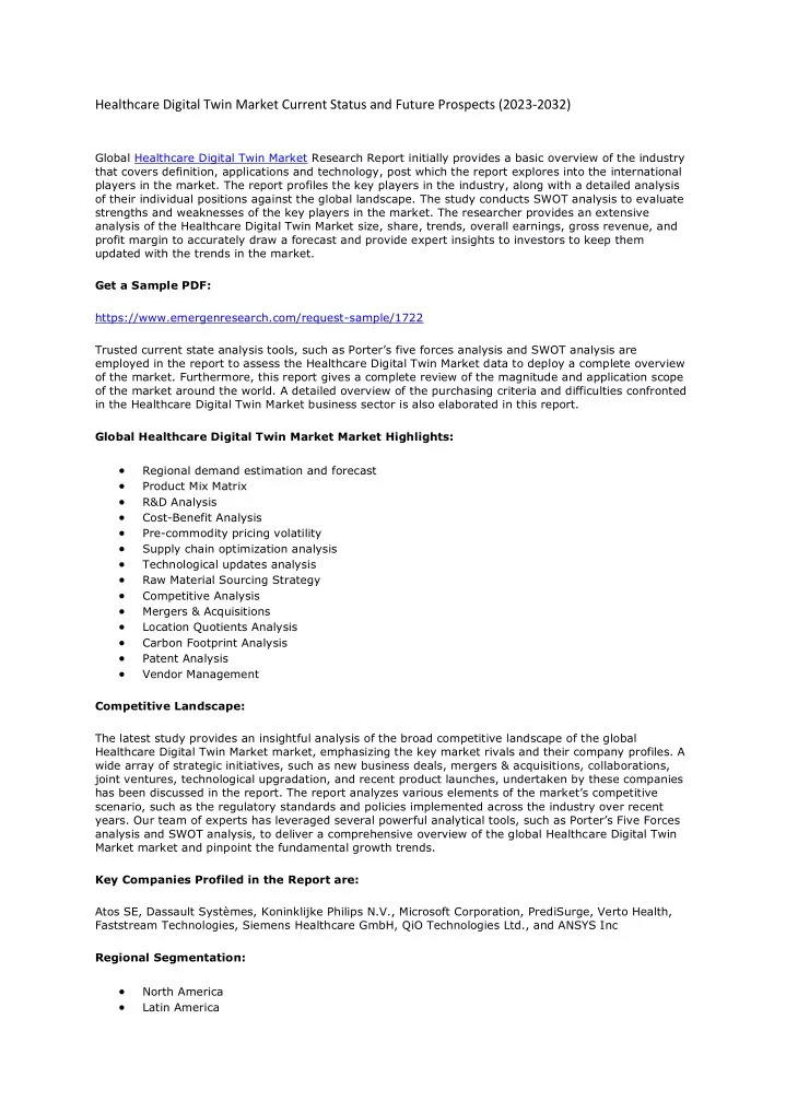 healthcare digital twin market current status